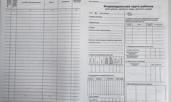 Индивидуальная карта ребёнка