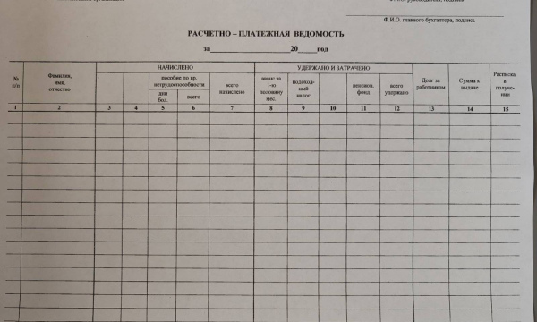 Расчетно-платежная ведомость 